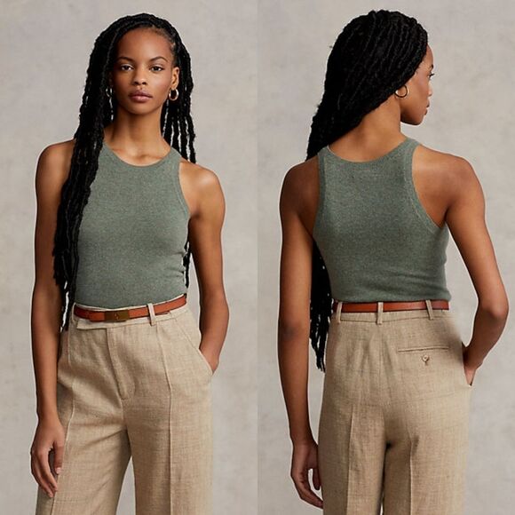 NWT|Polo Ralph Lauren 100% Cashmere Lovette Heather Tank Top, SMALL - Picture 2 of 10